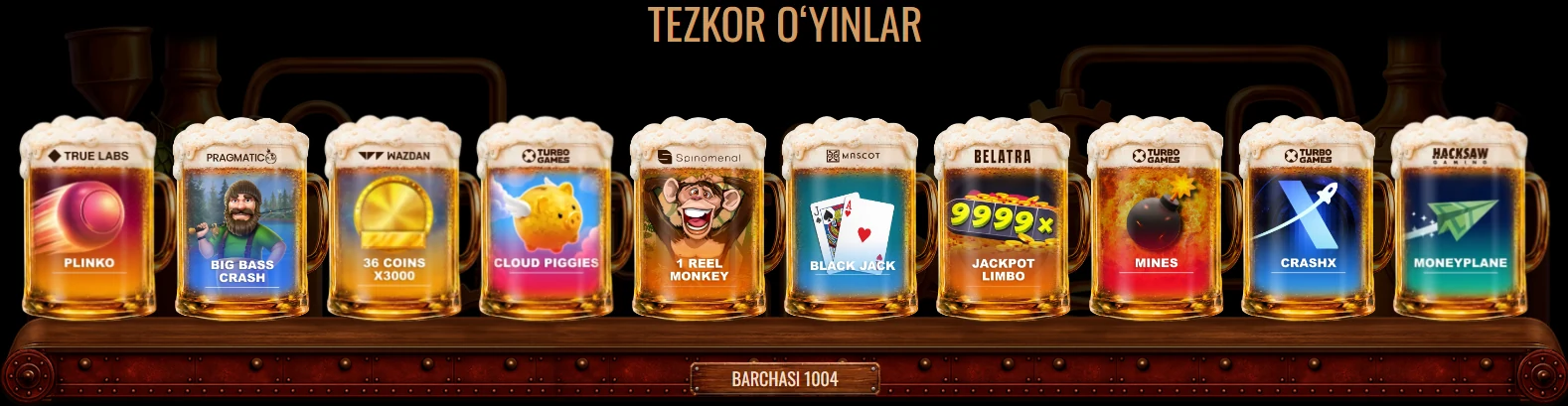 Kazino Beer tezkor o‘yinlari: Plinko, Mines va CrashX